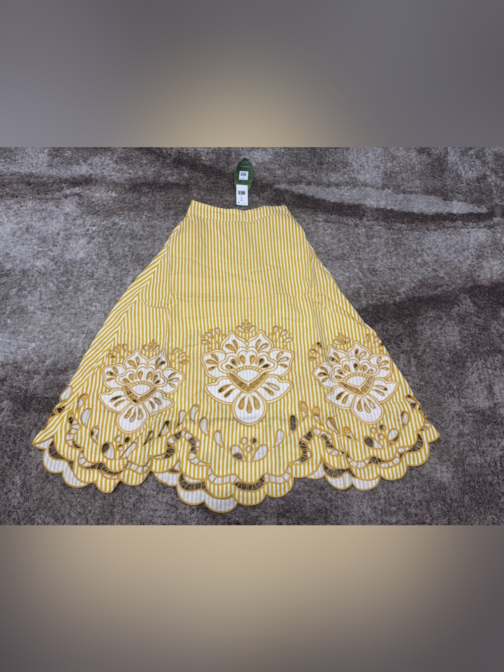 Farm rio Yellow Stripes Richelieu Midi Skirt - Picture 1 of 5